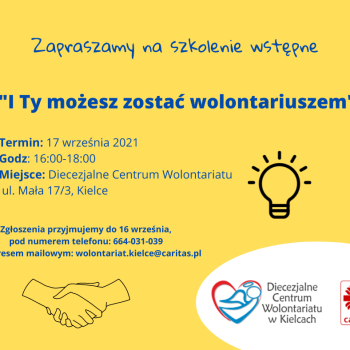 Zapraszamy na szkolenie “I Ty możesz zostać wolontariuszem”